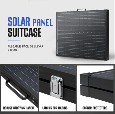 PANEL SOLAR PLEGABLE 100W con regulador de voltaje y cables