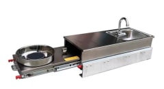 Cocina con rieles telescópicos con lavaplato para camper, casas rodantes, carros arrastre, vehículos