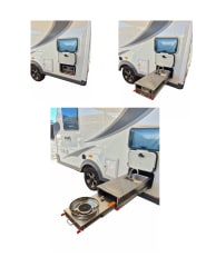 Cocina con rieles telescópicos con lavaplato para camper, casas rodantes, carros arrastre, vehículos