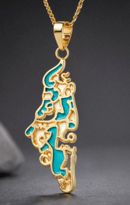 Collar mapa poema Darwish - Dorado1