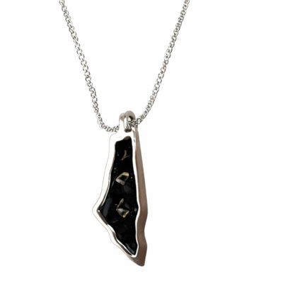 Collar mapa palestina liso negro1