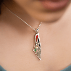 Collar mapa Palestina colores Bandera Plateado