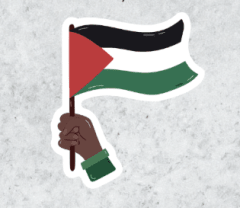 Sticker bandera Palestina en mano