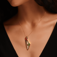 Collar mapa Palestina colores bandera Dorado