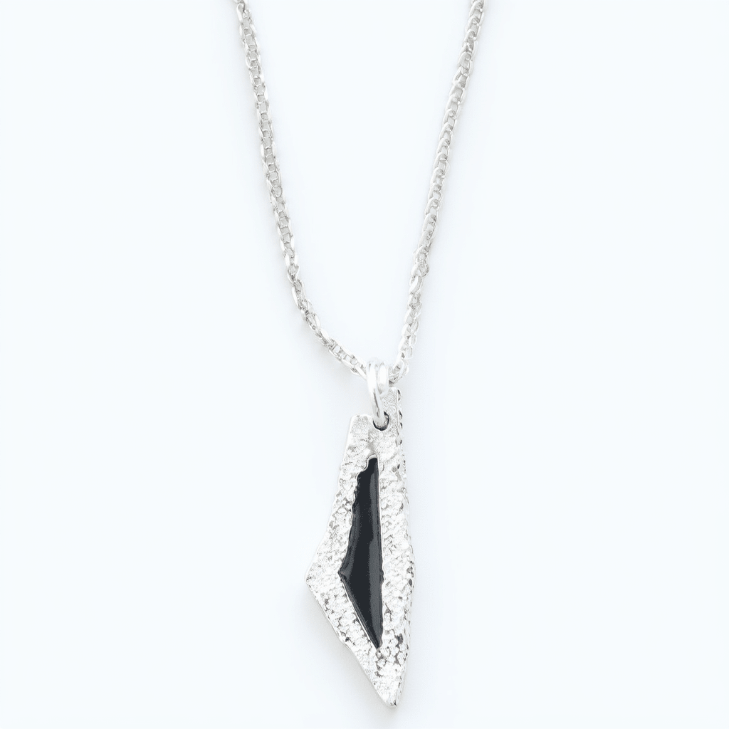 Collar mini mapa Palestina Negro Plateado 0