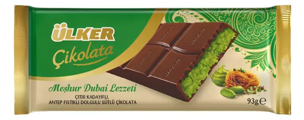 Barra de Chocolate Ulker Dubai con Pistacho de 93 g 0
