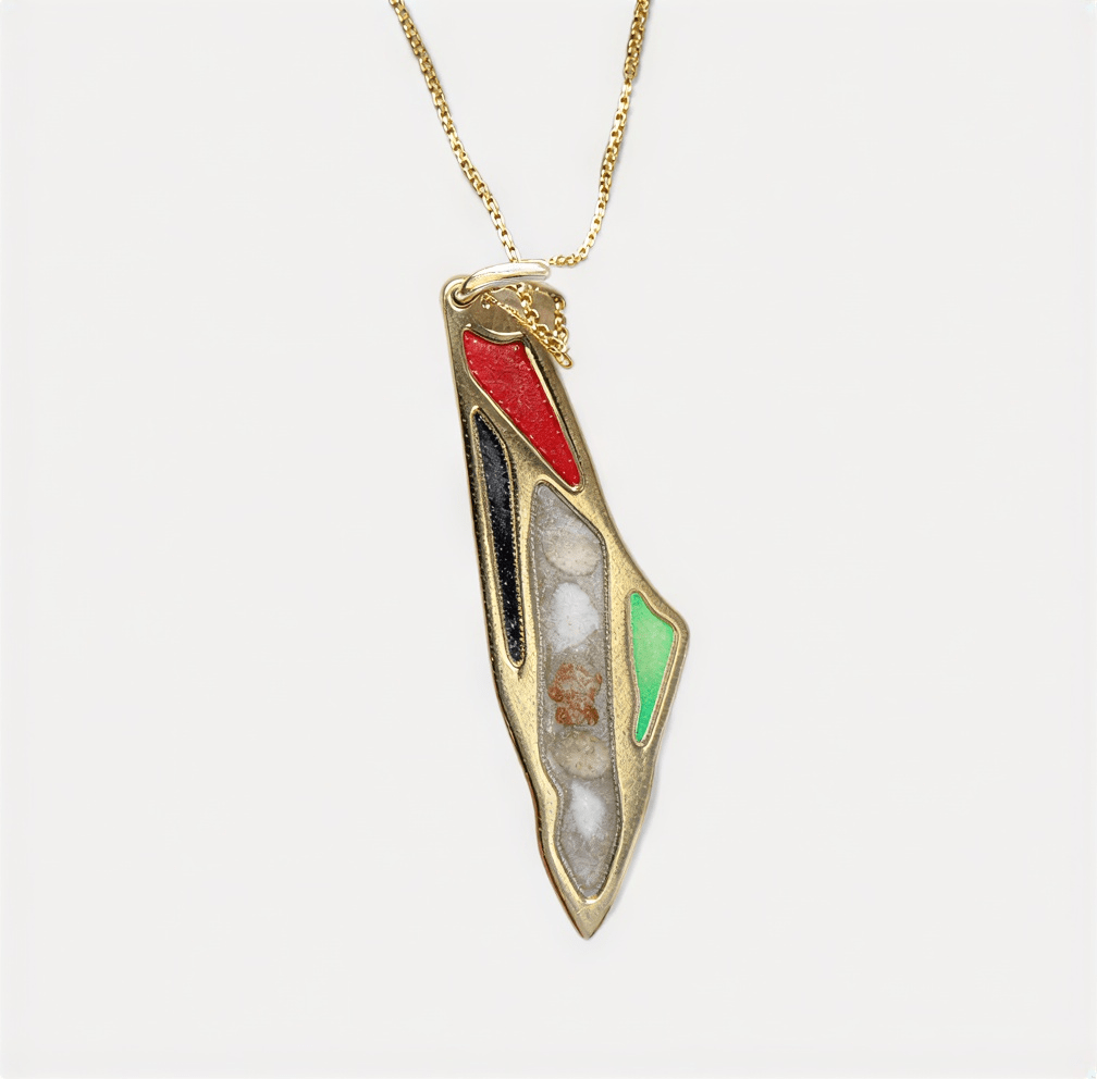 Collar mapa Palestina colores bandera Dorado 0