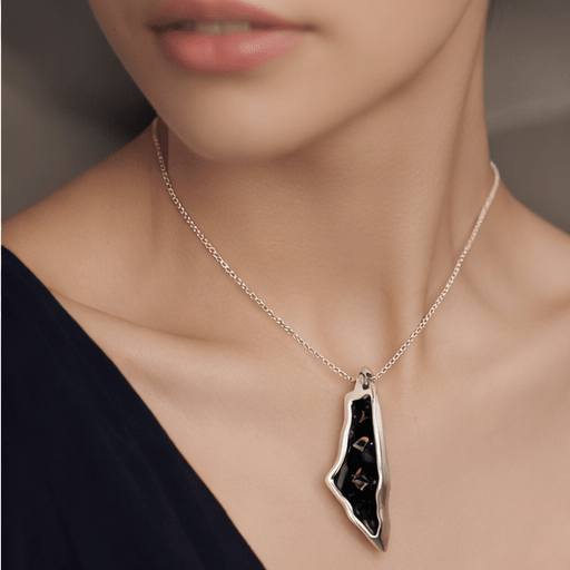 Collar mapa palestina liso negro2