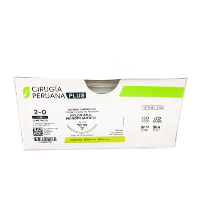 Nylon Azul 2/0 TC 30 Cirugía Peruana Unidades