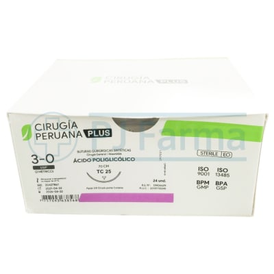 Ácido Poliglicólico 3/0 TC 25 Cirugía Peruana Und
