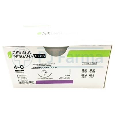 Ácido Poliglicólico 4/0 TC 25 Cirugía Peruana Und