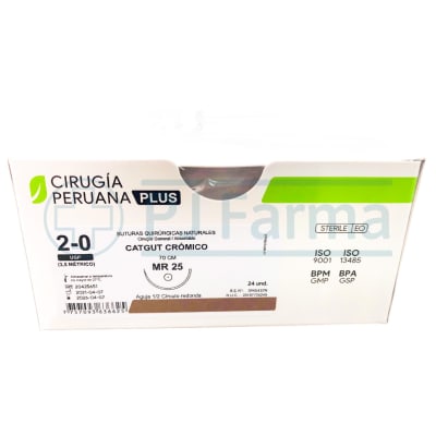 Catgut Crómico 2/0 MR 25 Cirugía Peruana Unidades1