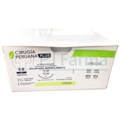 Nylon Azul 3/0 TC 25 Cirugía Peruana Unidades