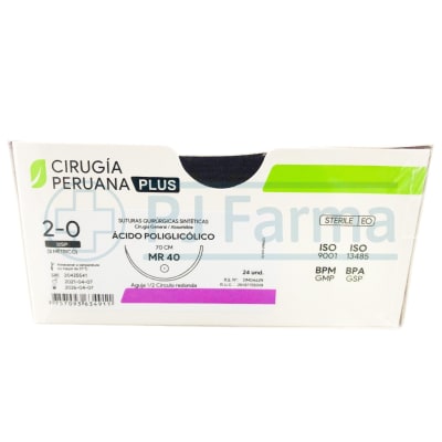 Ácido Poliglicólico 2/0 MR 40 Cirugía Peruana Und