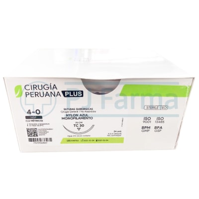 Nylon Azul 4/0 TC 30 Cirugia Peruana Unidades