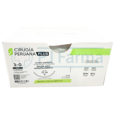 Nylon Azul 3/0 TC 35 Cirugía Peruana Unidades