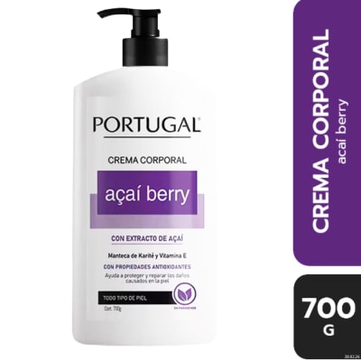 Crema Corporal  Acaí Berry Portugal  Frasco X 700 Gr