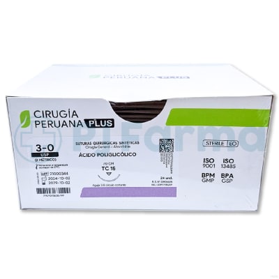 Ácido Poliglicólico 3/0 Tc 15 Cirugía Peruana Unid