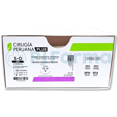 Ácido Poliglicólico 5/0 TC 15 Cirugía Peruana Und