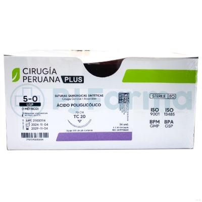 Ácido Poliglicólico 5/0 TC 20 Cirugía Peruana Unid1