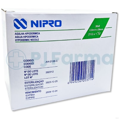 Aguja 21 x 1 1/2 Nipro Caja x 100 Unid