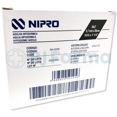 Aguja 22 x 1 1/2 Nipro Caja x 100 Unid