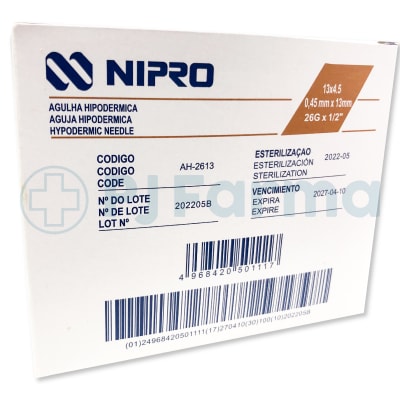 Aguja 26 x 1/2 Nipro Caja x 100 Unid