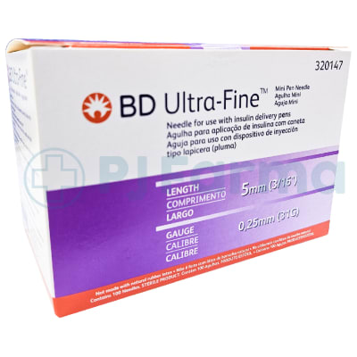 Aguja Para Insulina 5 Mm (3/16) 0.25Mm (31G) Bd Caja X 100 Unid
