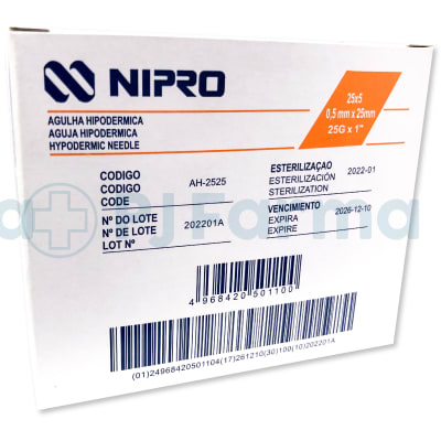 Aguja 25 x 1 Nipro Caja x 100 Unid1