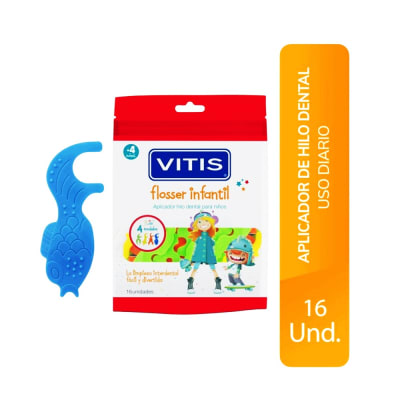 Aplicador  De Hilo Dental Flosser Kids Vitis PqteX 16 Unid