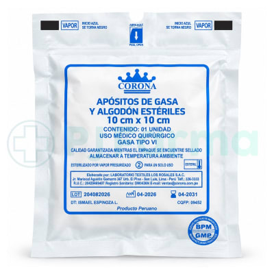 Aposito de Gasa Esteril 10 X 10 Corona