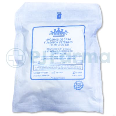 Apósito De Gasa Estéril 10 X 20 Corona1
