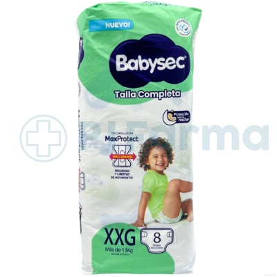 Pañal Babysec Descartable Pqte X 8 Unid Talla Xxg