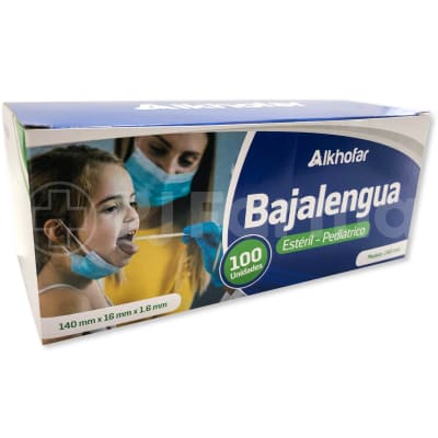 Baja Lengua Estéril  Pediátrico Alkhofar Caja X 100 Unid