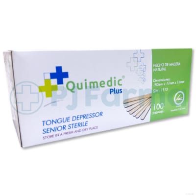 Baja Lengua Estéril Adulto Quimedic Plus Caja X 100 Unid