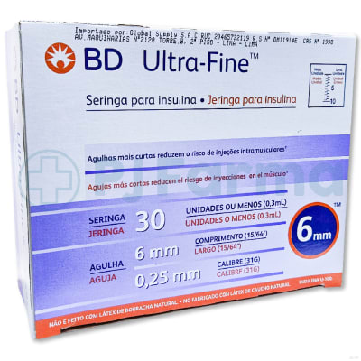 Jeringa para Insulina 0.3 ML C/A 31 X 6 MM BD