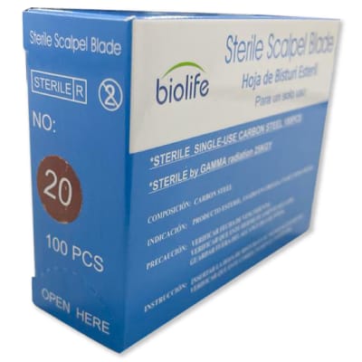 Bisturí # 20 Biolife Caja X 100 Unid3