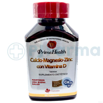 Calcio-Magnesio-Zinc-Vitamina D Prime Health Tab. Frasco X 60 Unid1