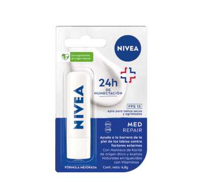 Protector Labial Nivea Med Repair (Fps 15) Barra X 4,8 Gr