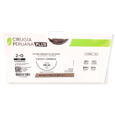 Catgut Crómico 2/0 MR 40 Cirugía Peruana Unidades1