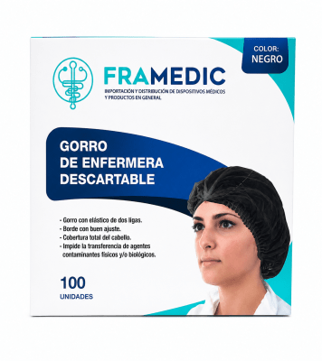 Gorro Descartable Color Negro X 100 Unds Framedic