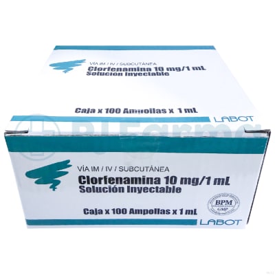 Clorfenamina 10 Mg/Ml Amp  Labot Caja X 100 Unid