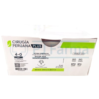 Nylon Azul 4/0 TC 15 Cirugía Peruana Unidades