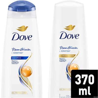 Pack Shampoo 370Ml + Acondicionador 370Ml Dove Reconstrucción  + Keratina