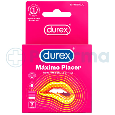 Preservativo Durex Máximo Placer  Caja X 3 Unid