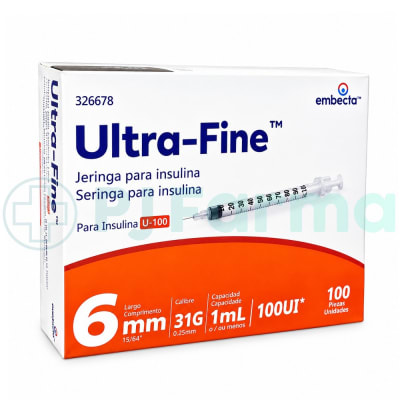 Jeringa Para Insulina 1 Ml C/A 31 X 6 Mm Embecta Caja X 100 Und1