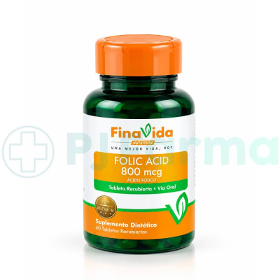 Folic Acid (Acido Fólico) 800 Mcg Tab. Finavida Frasco X 60 Unid