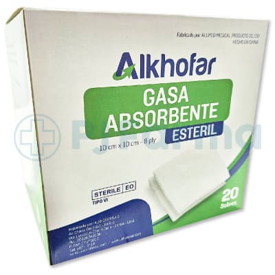 Gasa Estéril 10 X 10 Alkhofar Caja X 20 Sobres1