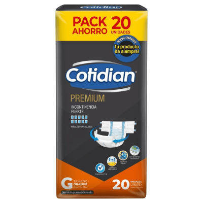 Pañal Para Adulto Cotidian Premiun Pqte X 20 Unid Talla G