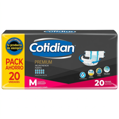 Pañal Para  Adulto Cotidian Premiun Pqte X 20 Unid Talla M